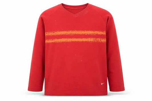 Nike Boys Red Sweatshirt V-Neck Long Sleeve Pullover Cotton Blend Size M