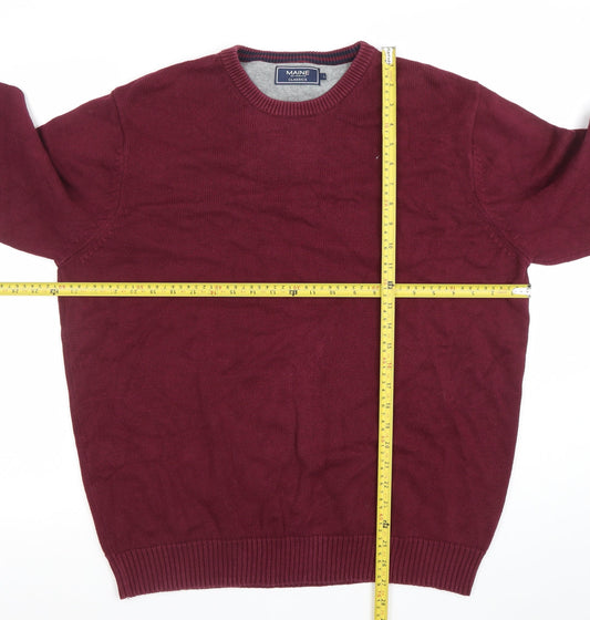 Maine New England Men's Red Cotton Crew Neck Jumper Size L