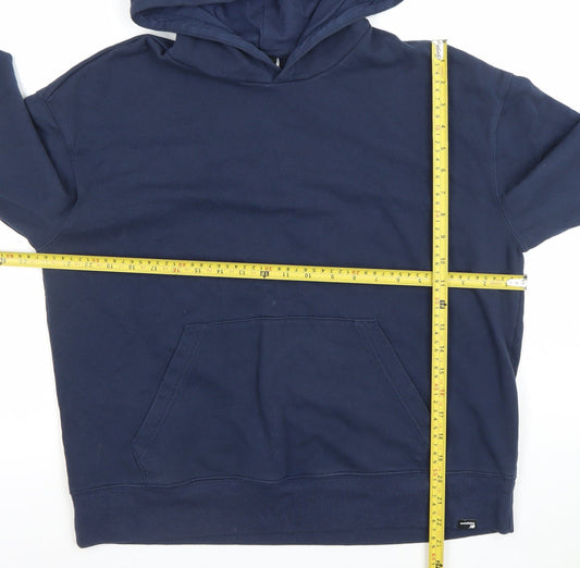 New Balance Women Navy Blue Pullover Hoodie L Cotton Blend