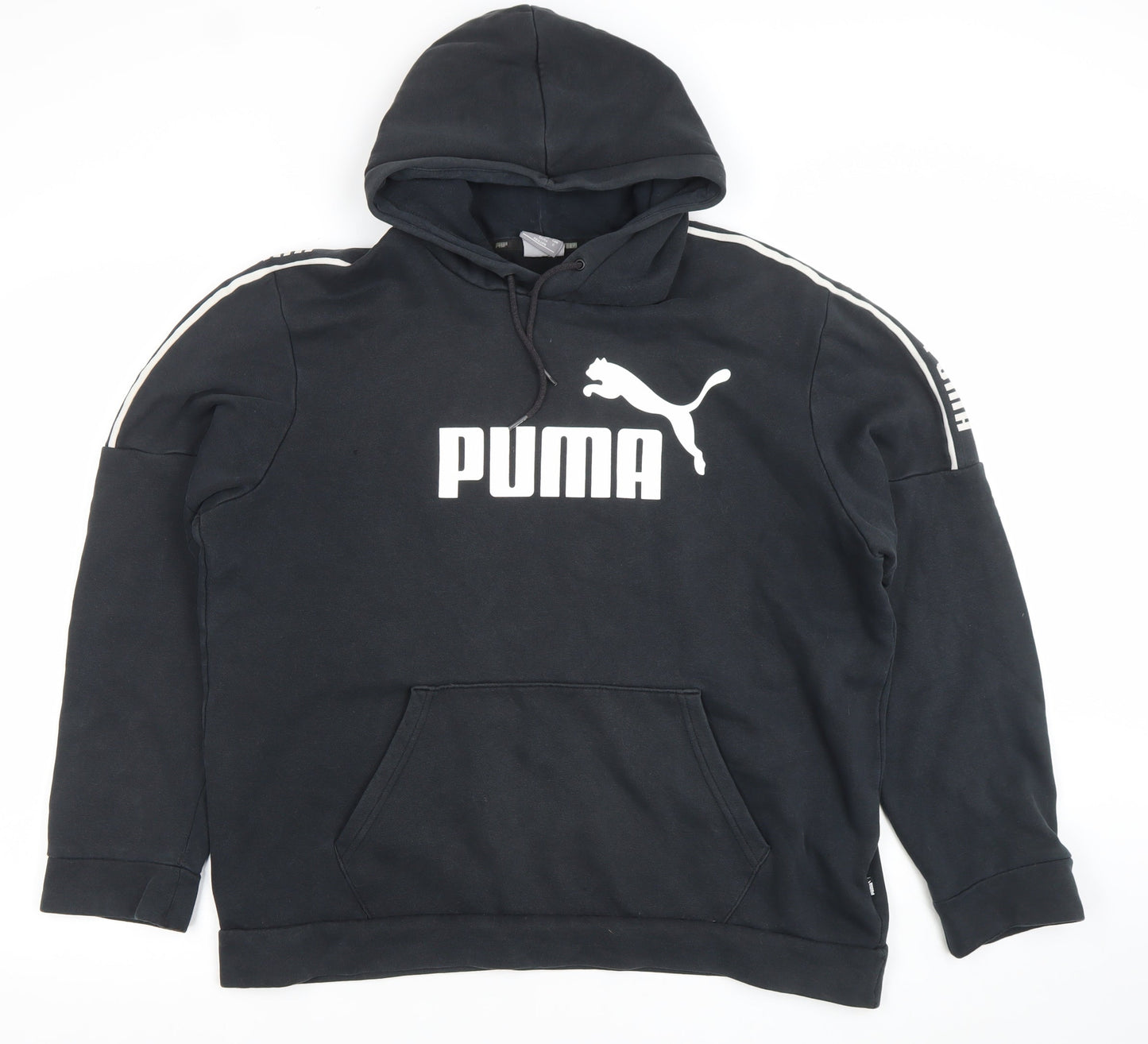 Puma Men's Black L Logo Pullover Hoodie Sweatshirt