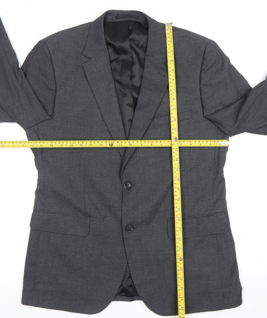 Tu Man Grey 40R Tailored Fit Single Breasted Blazer Jacket