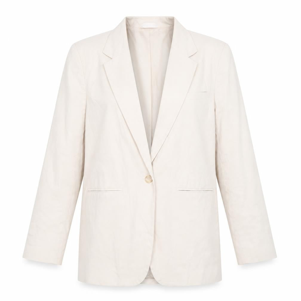 ASOS Design Women's Beige Single-Breasted Blazer UK 12 Polyester