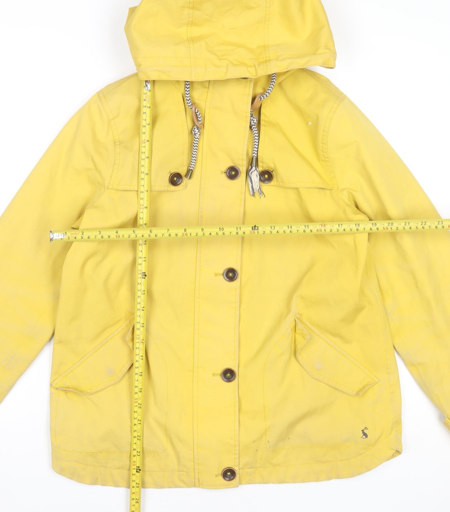 Joules Women Yellow Waterproof Hooded Rain Jacket Size 12