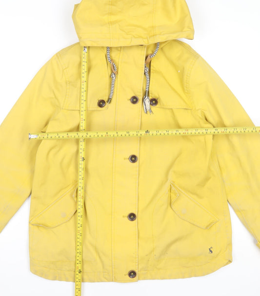 Joules Women Yellow Waterproof Hooded Rain Jacket Size 12