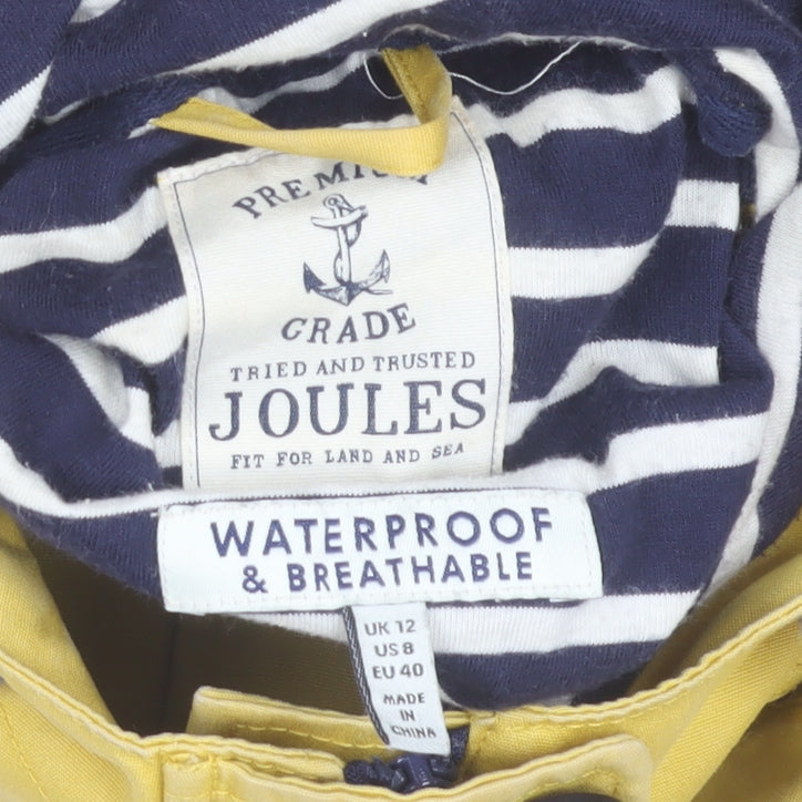 Joules Women Yellow Waterproof Hooded Rain Jacket Size 12