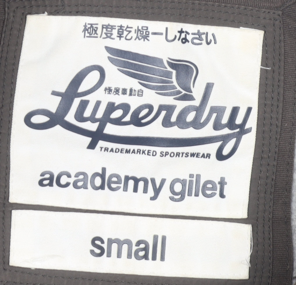 Superdry Mens Brown Small Academy Gilet Hooded Puffer Waistcoat