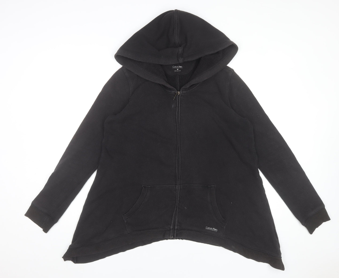 Calvin Klein Performance Black Full Zip Hoodie Women M Fleece Cotton Blend