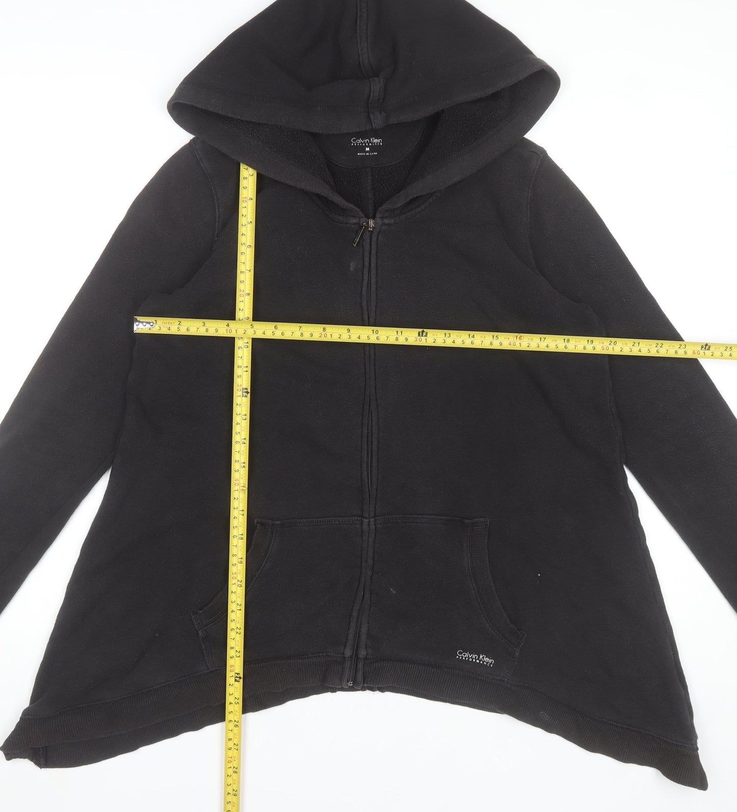 Calvin Klein Performance Black Full Zip Hoodie Women M Fleece Cotton Blend