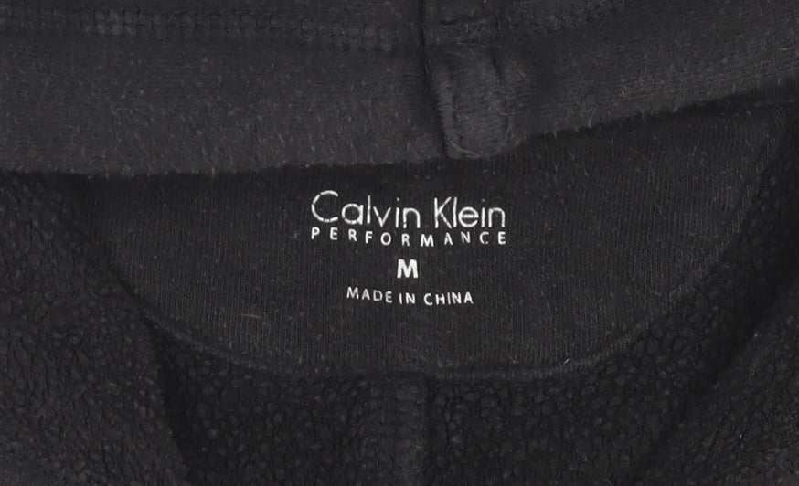 Calvin Klein Performance Black Full Zip Hoodie Women M Fleece Cotton Blend