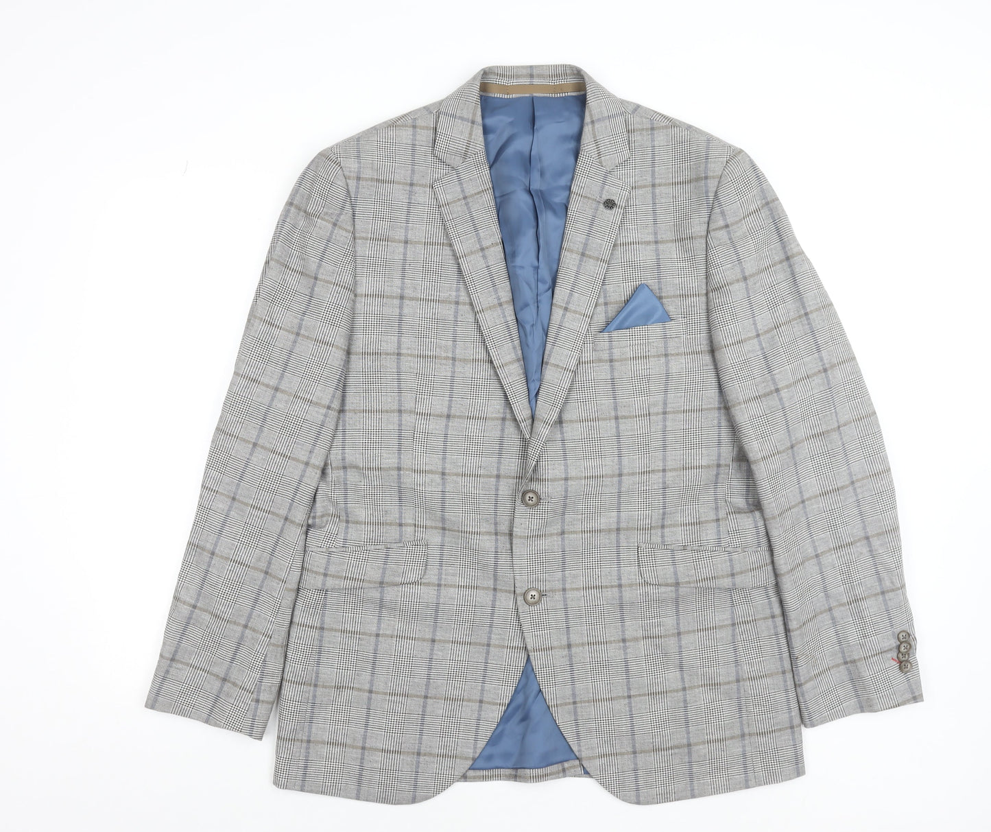 Brook Taverner Men's Grey Check Wool Blend Blazer 42R Classic Fit