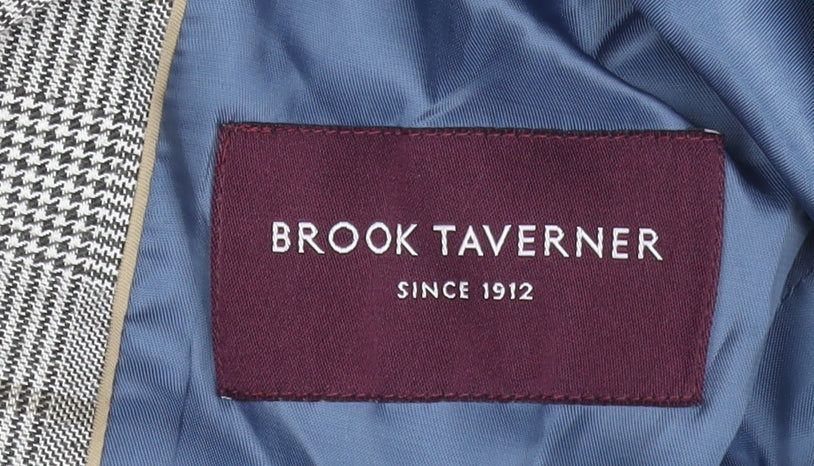 Brook Taverner Men's Grey Check Wool Blend Blazer 42R Classic Fit