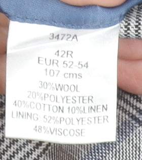 Brook Taverner Men's Grey Check Wool Blend Blazer 42R Classic Fit