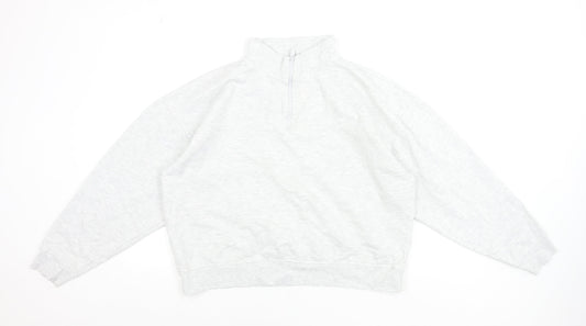 ASOS Design Women's Grey 1/2 Zip Sweatshirt UK 14 Cotton Blend