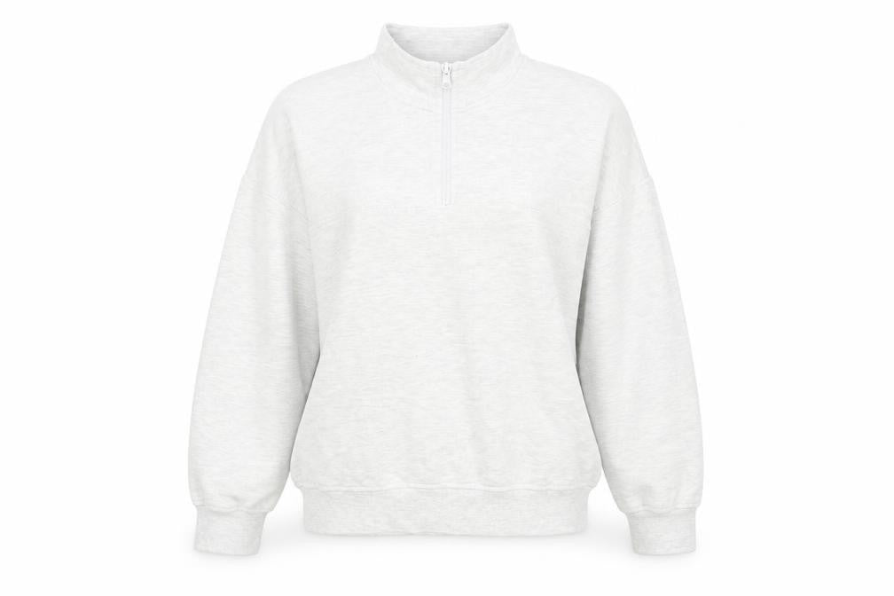 ASOS Design Women's Grey 1/2 Zip Sweatshirt UK 14 Cotton Blend