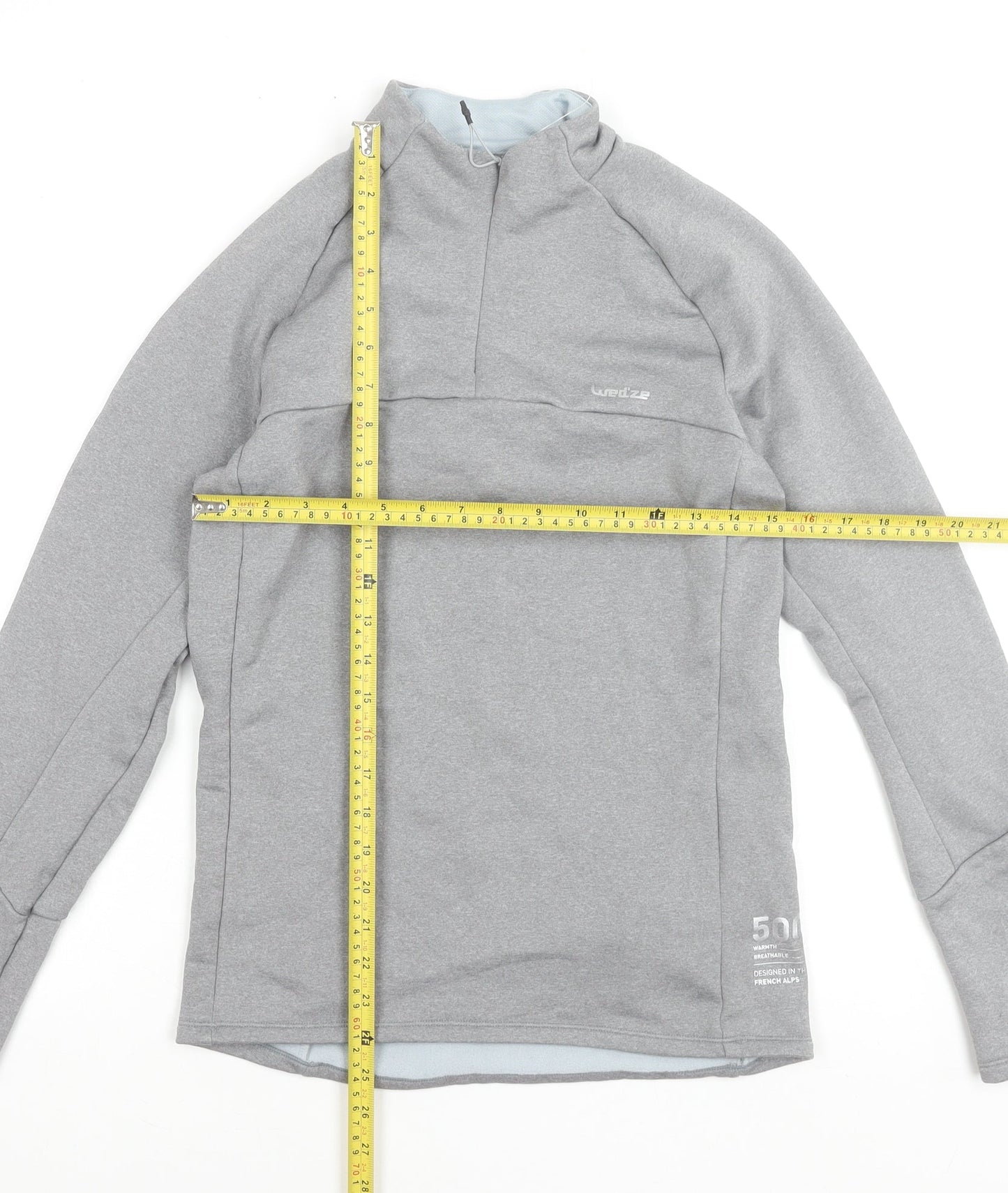 Wedze Womens Grey 1/4 Zip Fleece Ski Jacket Size S Regular Fit