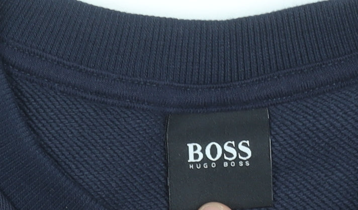 Hugo Boss Men's Blue Crew Neck Logo Sweatshirt Size M
