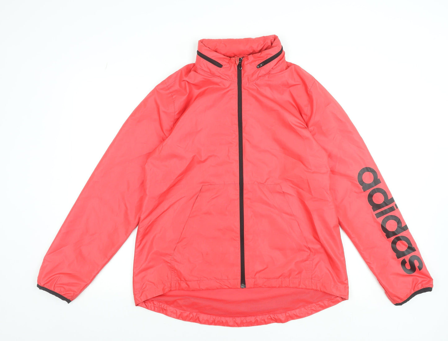 Adidas Womens Pink Windbreaker Jacket Size 16 Lightweight Zip Up