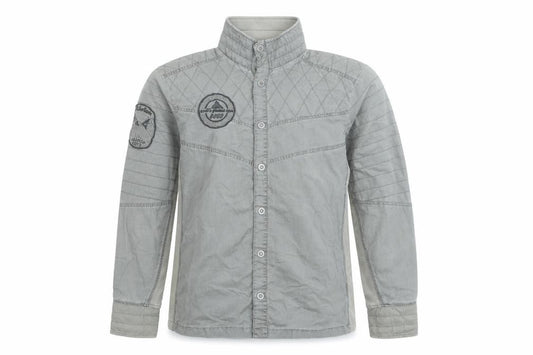 Jack & Jones Men's Grey Quilted Button-Up Shirt M Casual Cotton