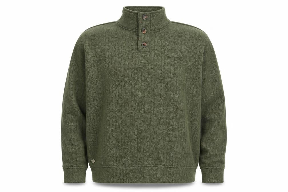 Mens UK 2XL Regular Regatta Green Henley Sweatshirt