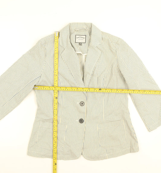 FatFace Women’s Blue Striped Cotton Blend Blazer Jacket Size 10