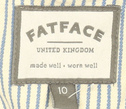 FatFace Women’s Blue Striped Cotton Blend Blazer Jacket Size 10