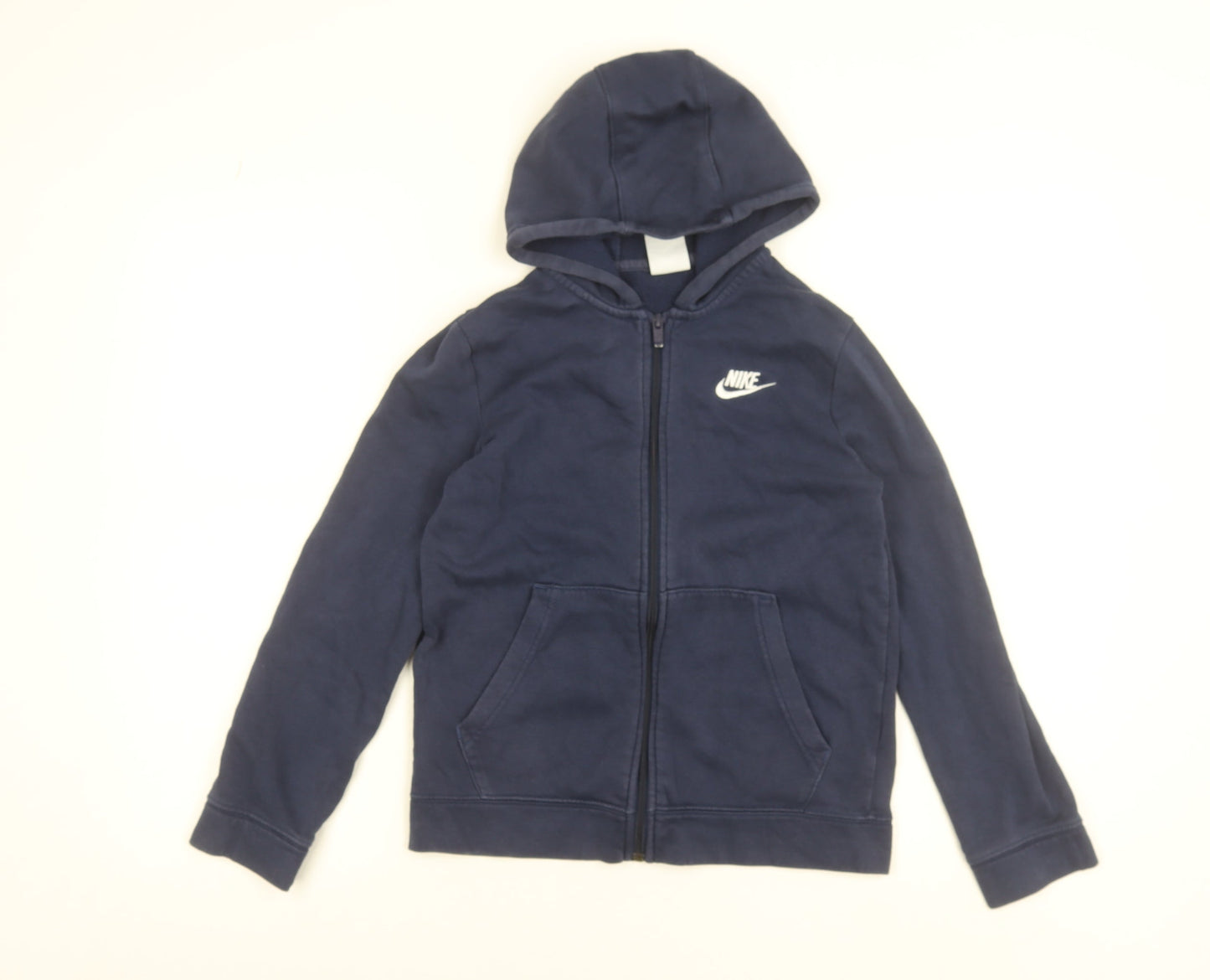 Nike Boys Blue Full Zip Hoodie Size M 137-147cm Cotton Blend