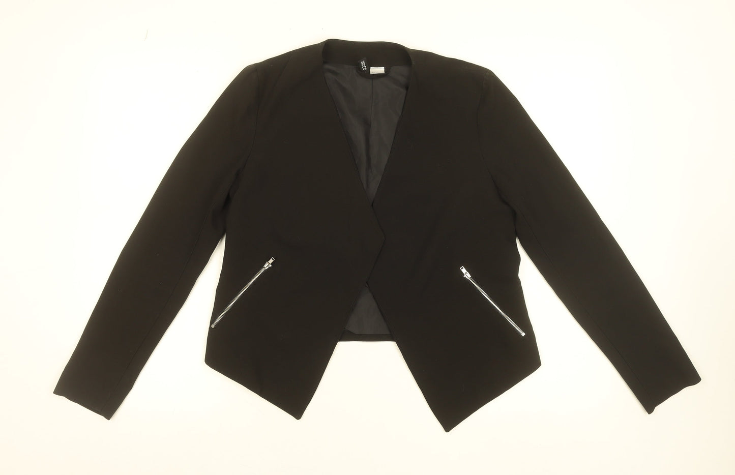 H&M Divided Women's Black Short Blazer Size 8 Regular Fit Lined