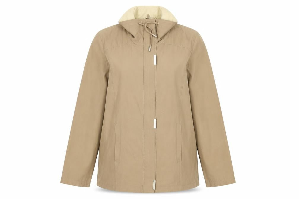 BHS Women Beige Hooded Mid-Length Rain Jacket Size 16