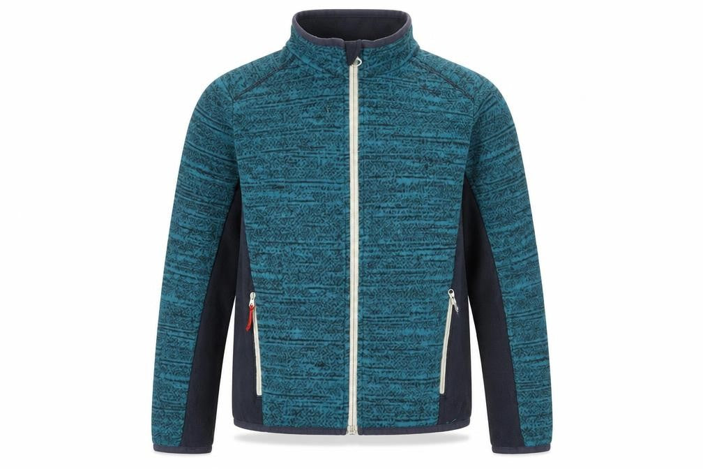 Front view of Decathlon boys’ blue full zip fleece jacket 12 years polyester outdoor wear