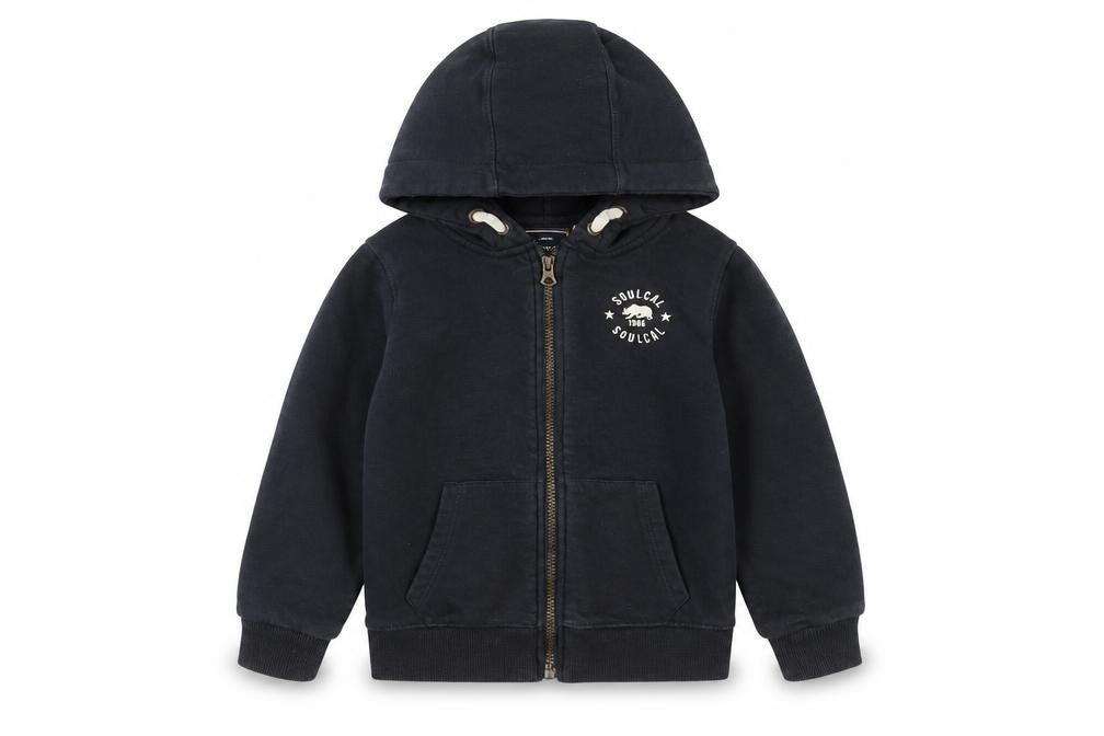 Front view of SoulCal boys’ blue full zip fleece hoodie 7-8 years hooded sweatshirt