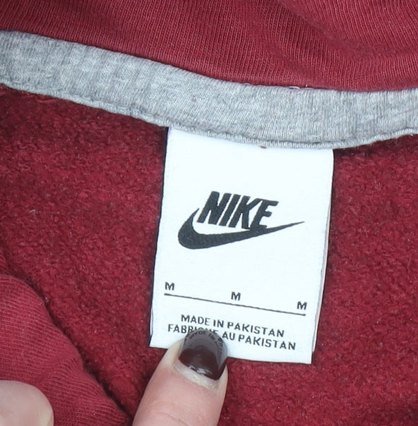 Nike Men's Red Pullover Hoodie M Regular Fit Fleece Sportswear