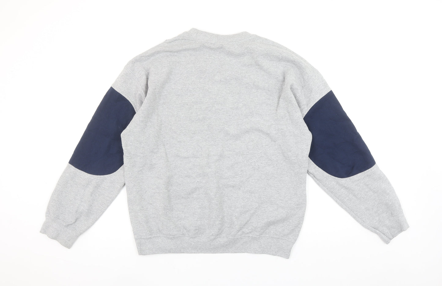 Nike Men's Grey Blue Retro Logo Pullover Sweatshirt L