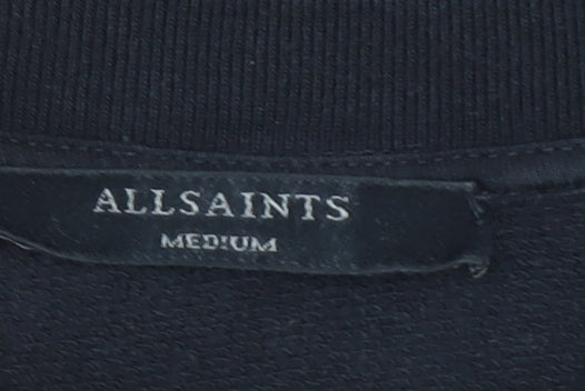 AllSaints Women Black Animal Print Cotton Sweatshirt Size M
