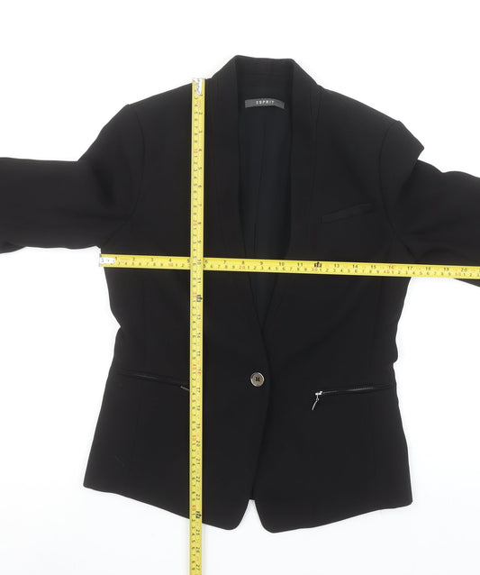Esprit Women's Black Shawl Lapel Blazer UK 8 Slim Fit Tuxedo Jacket