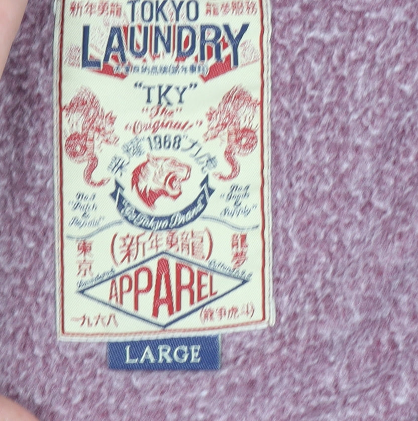 Tokyo Laundry Men's Purple Full Zip Hoodie Size L Hooded Sweatshirt