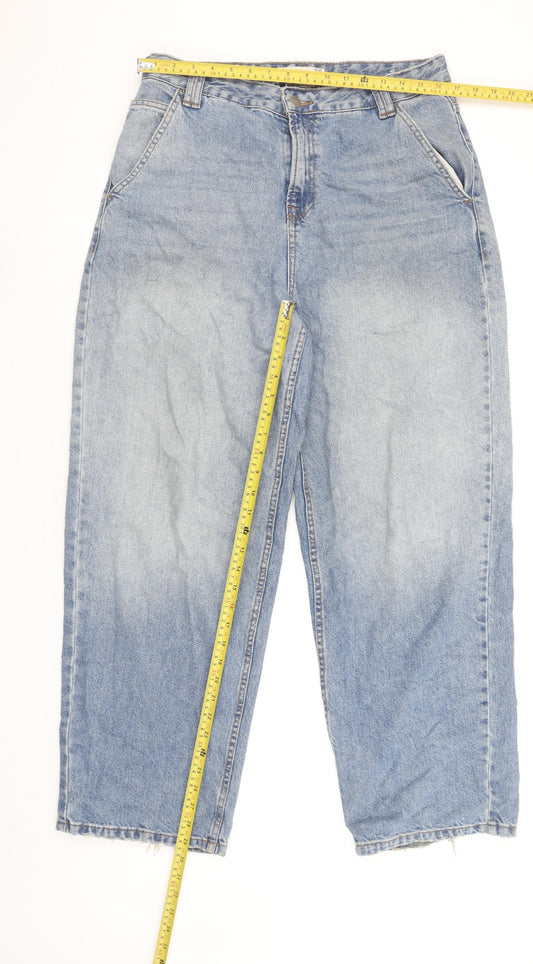 Stradivarius Womens Blue High Rise Straight Jeans UK 10