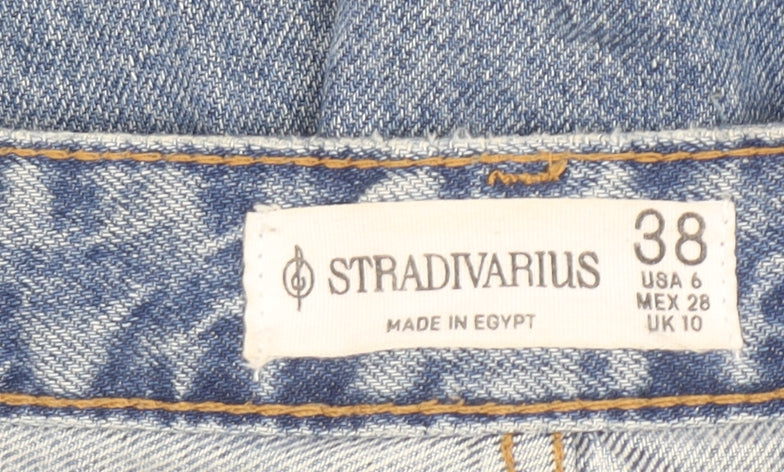 Stradivarius Womens Blue High Rise Straight Jeans UK 10