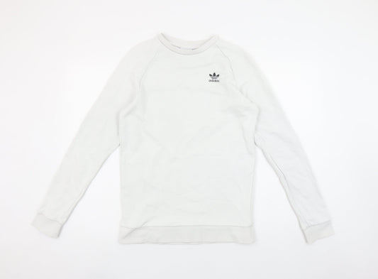 adidas Men’s White XS Crew Neck Pullover Sweatshirt with Logo
