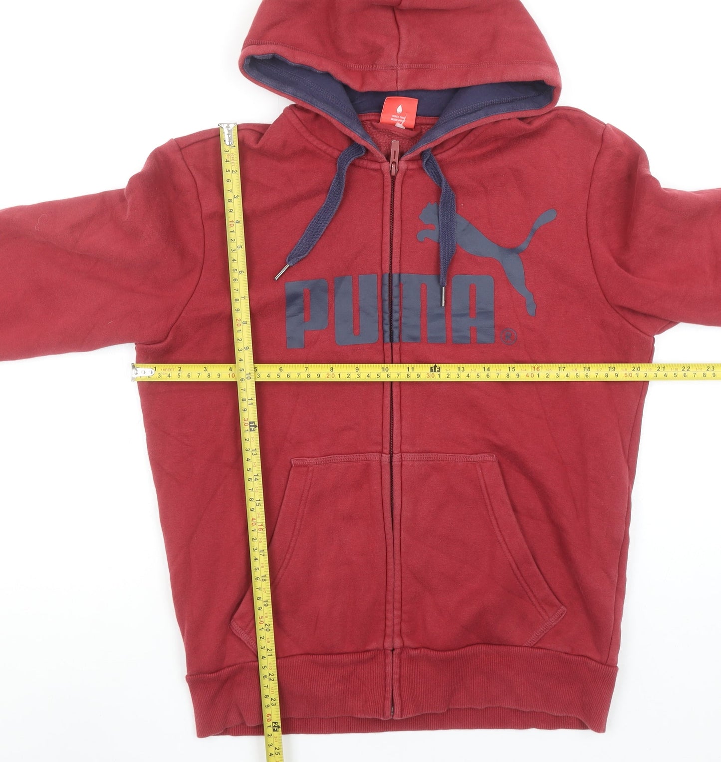 Puma Men's Red Full Zip Hoodie Sweatshirt Size L Cotton Blend