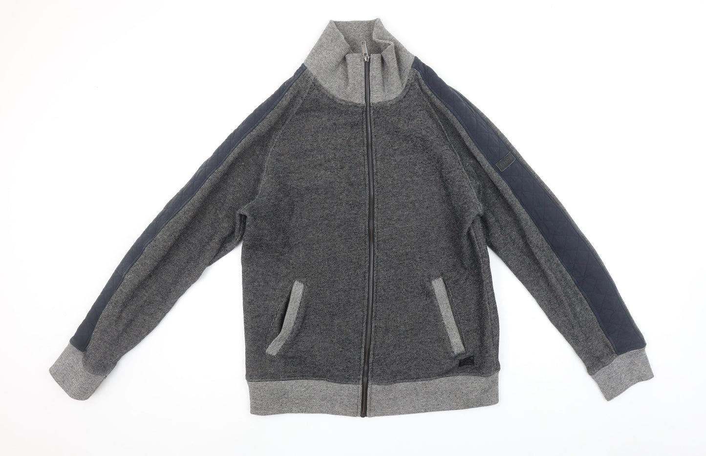 Firetrap Men's Grey Full Zip Mock Neck Sweatshirt M