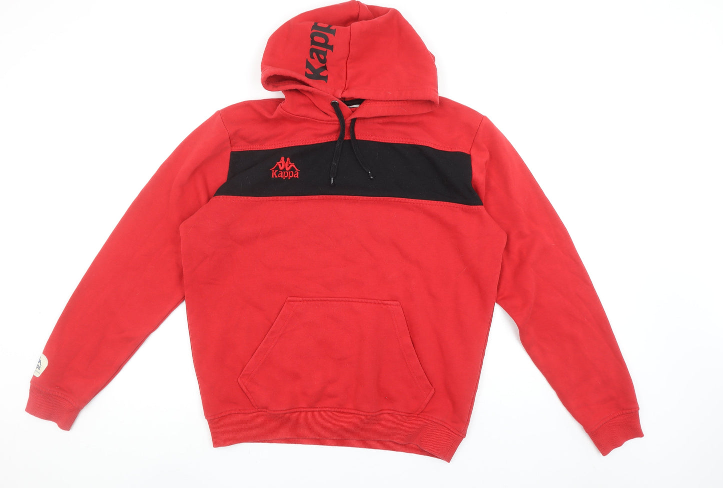 Kappa Mens Red Black Pullover Hoodie Large Logo Sports Sweatshirt