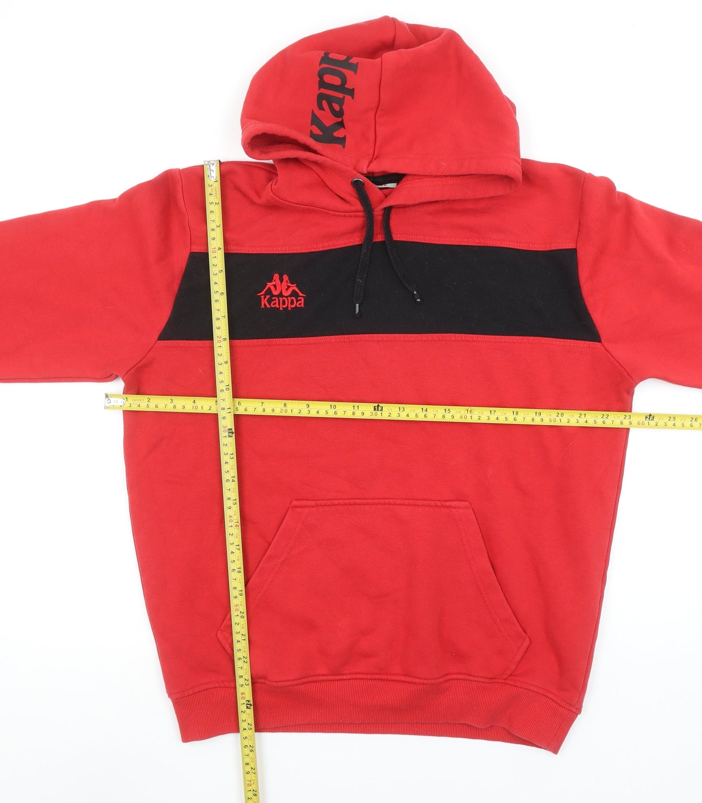 Kappa Mens Red Black Pullover Hoodie Large Logo Sports Sweatshirt