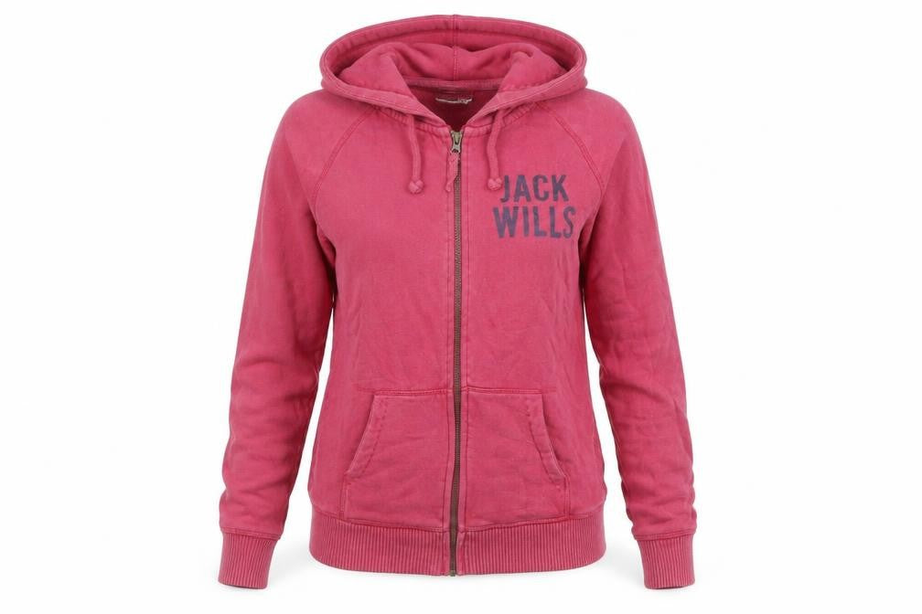 Womens UK 12 Regular Jack Wills Pink Full Zip Hoodie