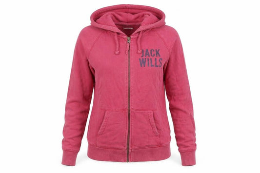 Womens UK 12 Regular Jack Wills Pink Full Zip Hoodie