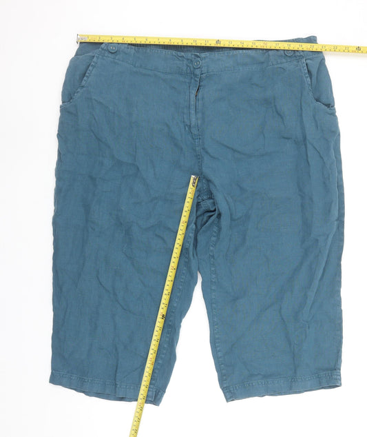 Seasalt Cornwall Women’s Blue Petite Linen Bermuda Shorts UK 22