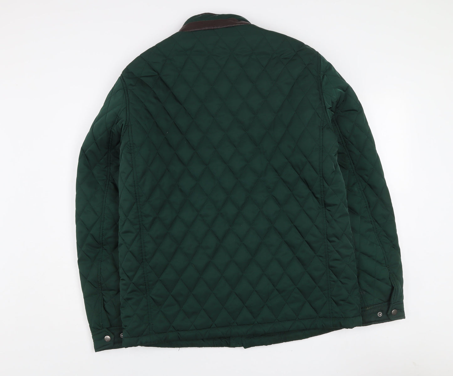 Dunnes Stores Men's Green Quilted Jacket L 42in Polyester Stand Collar