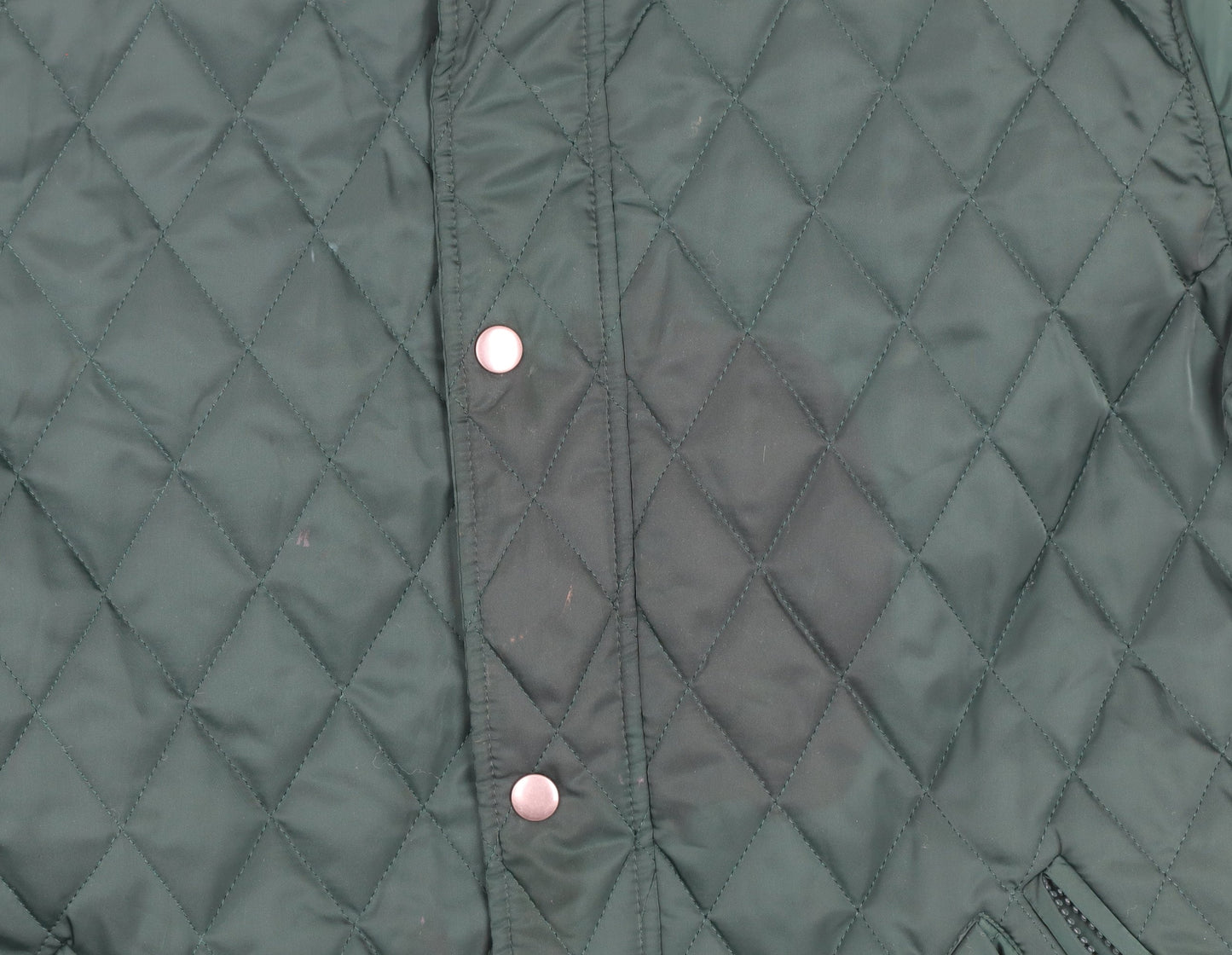 Dunnes Stores Men's Green Quilted Jacket L 42in Polyester Stand Collar