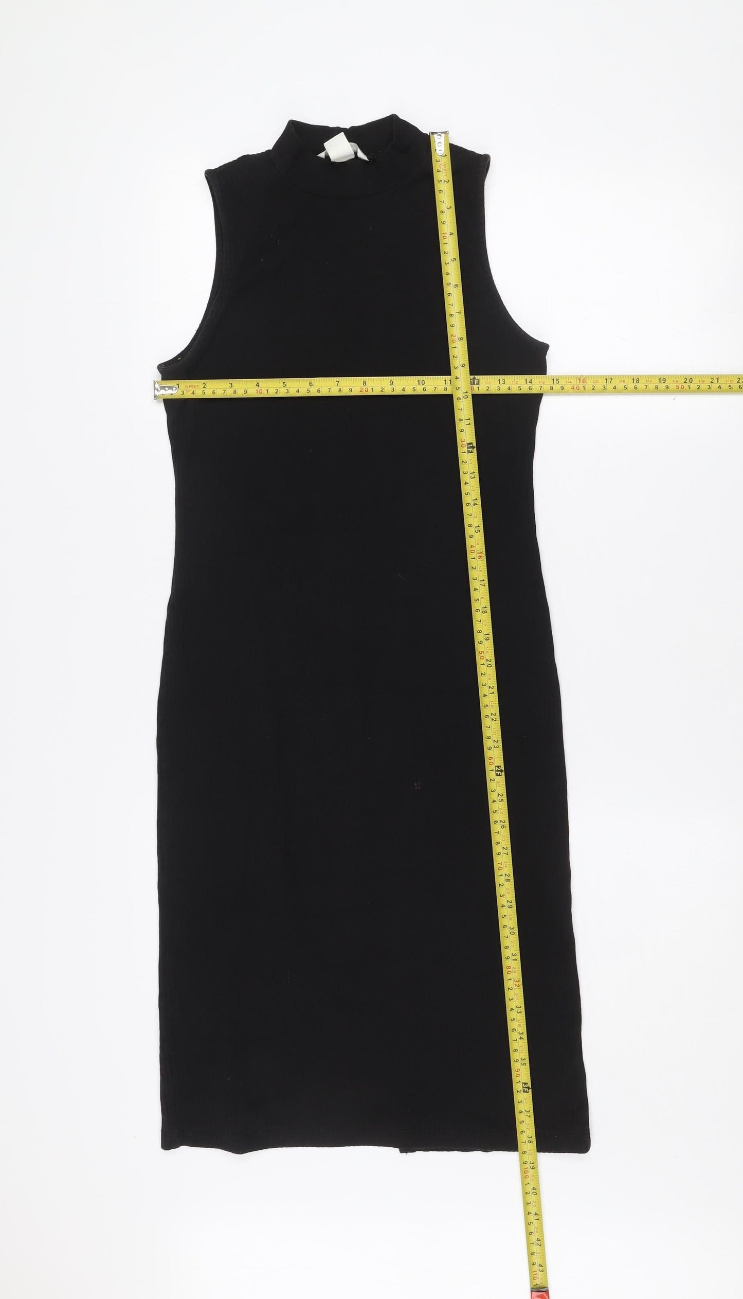 H&M Women's Black Sleeveless High Neck Bodycon Midi Dress S