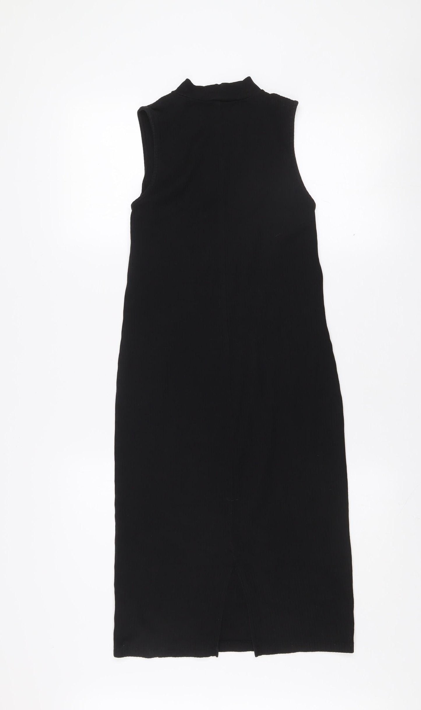 H&M Women's Black Sleeveless High Neck Bodycon Midi Dress S