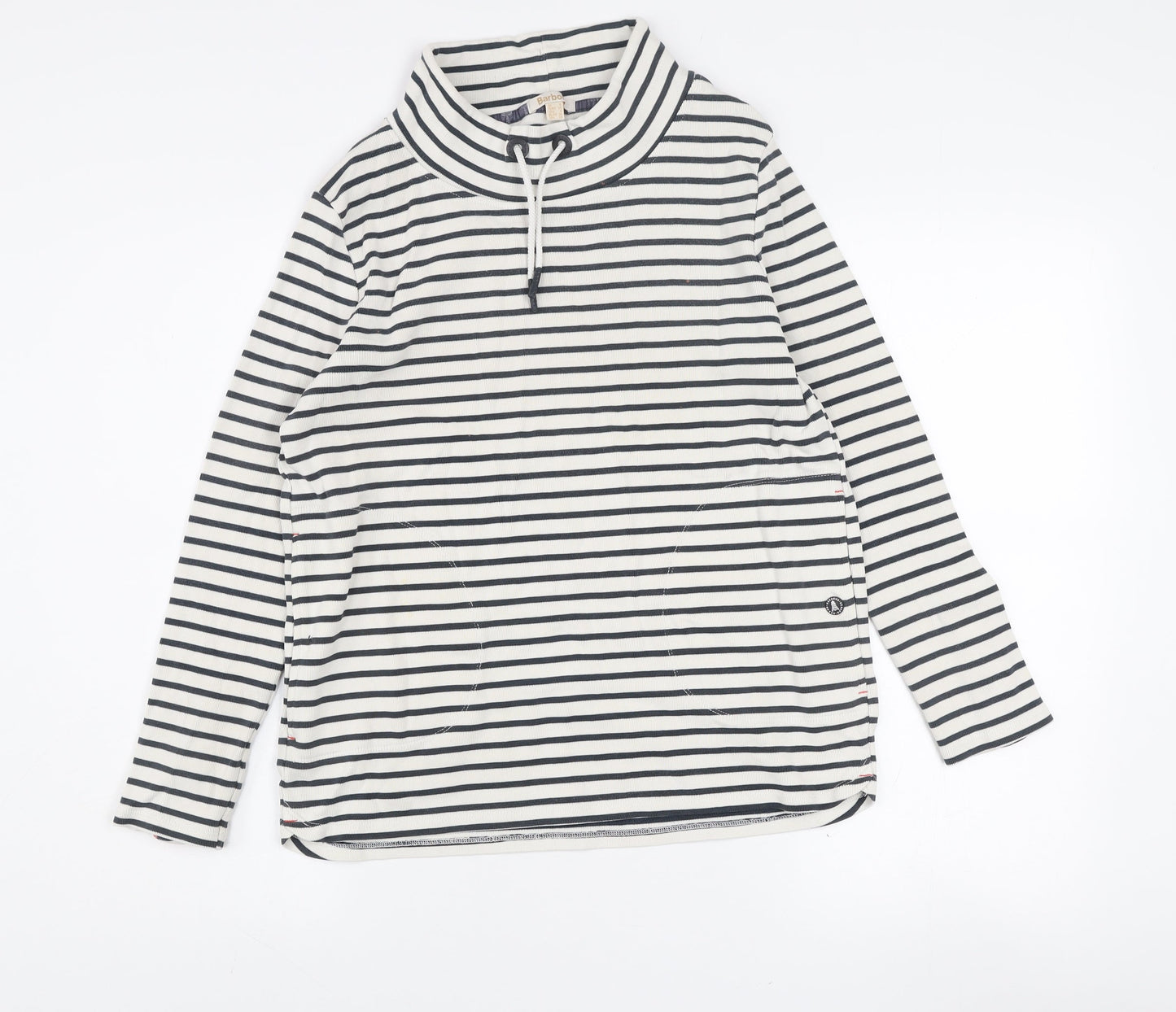 Barbour Women's Navy Stripe Cotton Pullover Sweatshirt Size 8